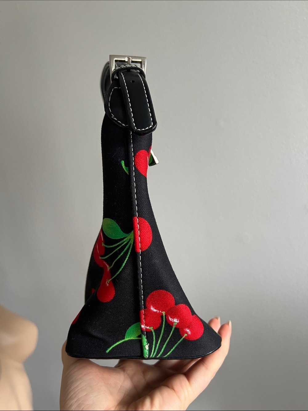 Vintage Kate Spade Cherry Print Mini Shoulder Hand Bag Black Red - Picture 7 of 15